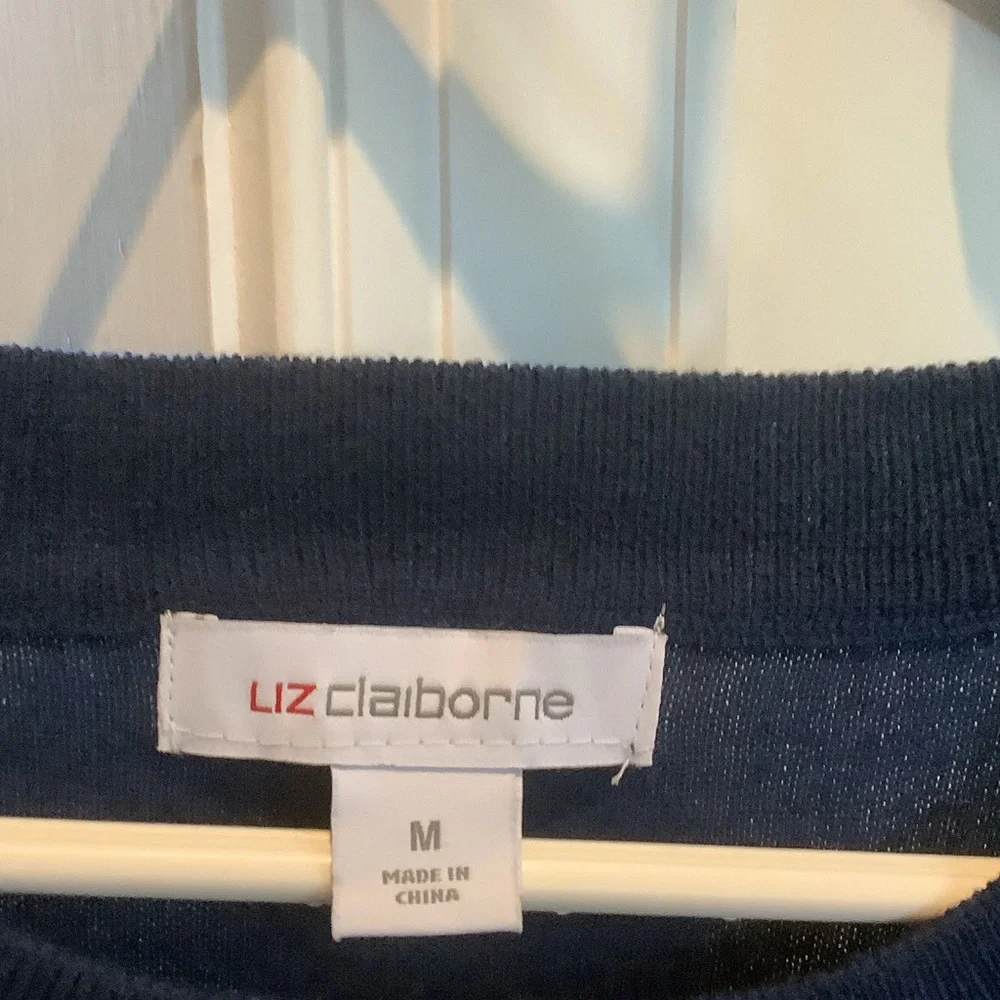 Liz Claiborne Blue and‎ Beige Buttoned Sweater